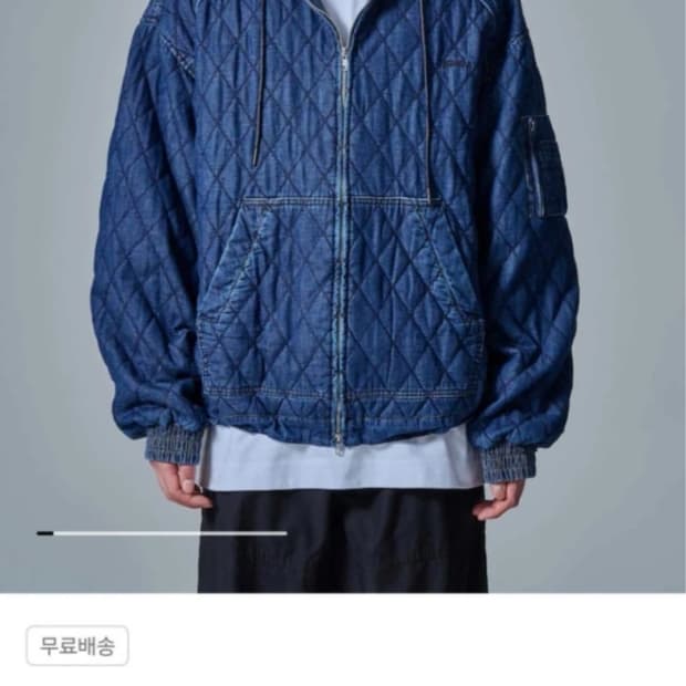 준지 퀼팅 데님 후드 집업