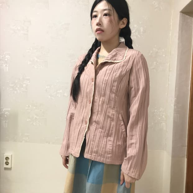 antique pink lace corduroy jacket