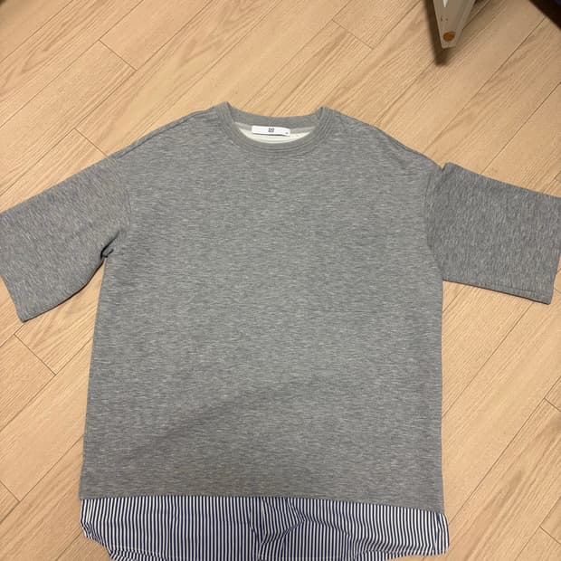 지오송지오 반팔 멜란지그레이 오버핏 반팔