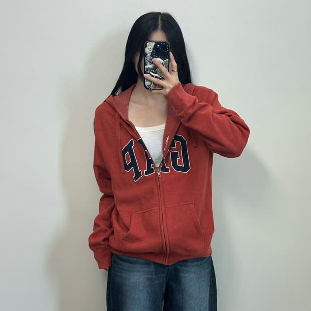Gap 갭 자수로고 오렌지브라운 후드집업