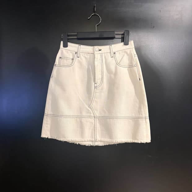 MSGM 아이보리 데님 플레어 스커트
