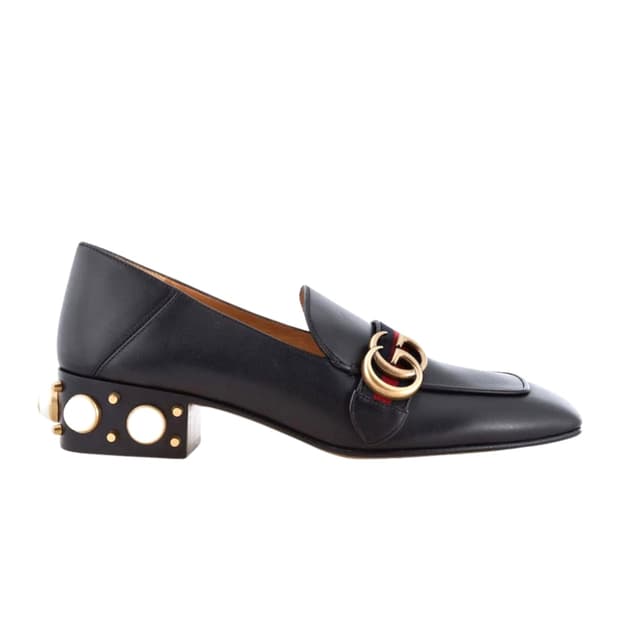 Gucci Leather Mid-Heel Loafer 38.5