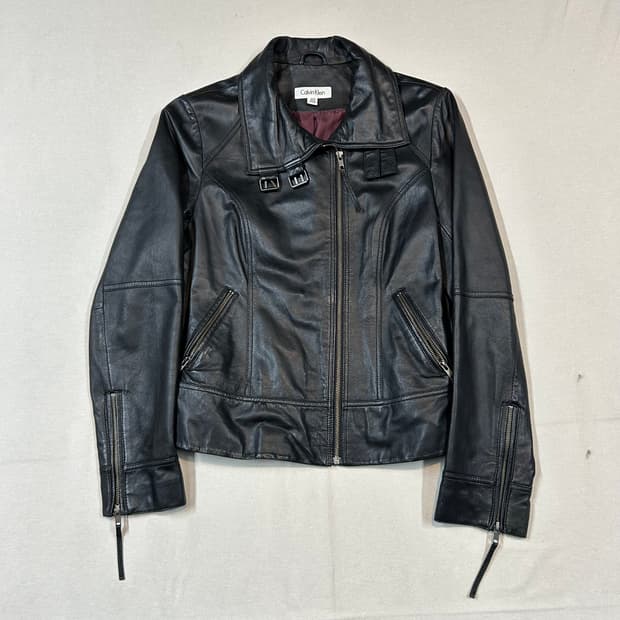 L) 캘빈클라인 양가죽 벨티드 레더 자켓