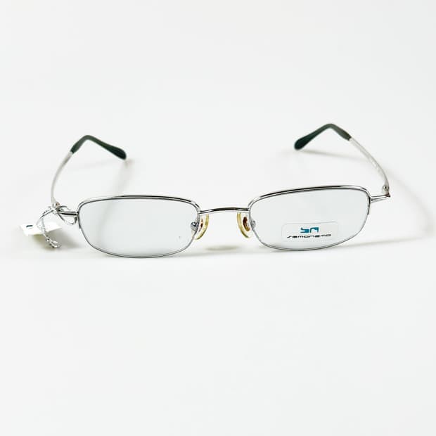 SEMONEMO 실버 반무테 스퀘어 메탈 빈티지 안경