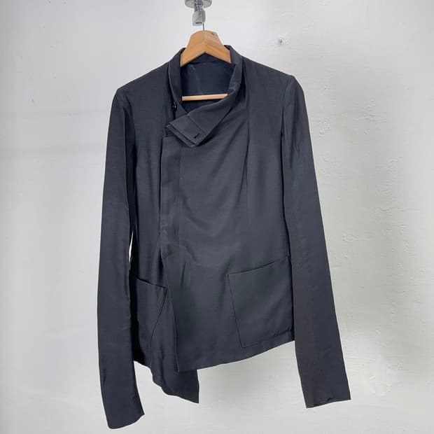 릭 오웬스 11fw 드레이프 비대칭 카라넥 레이어 자켓