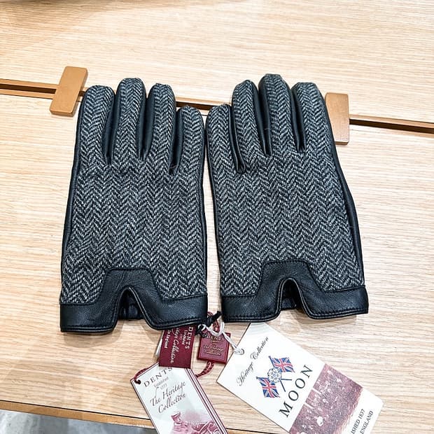 (정품/새상품) 덴츠 남성 블랙 차콜 양가죽 울 캐시미어 장갑