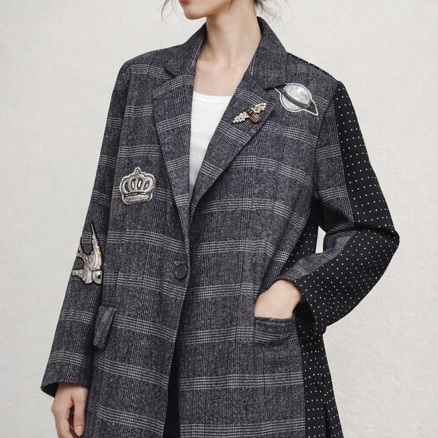 엔쥬반 체크도트 디자이너자켓