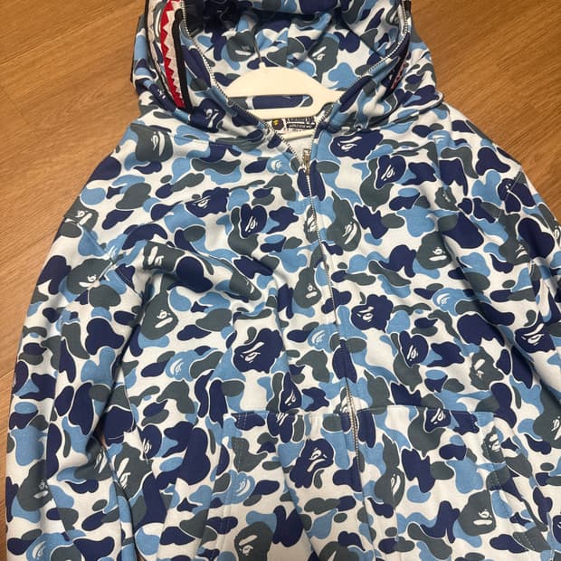 베이프 ABC 카모 샤크 풀 집 후드집업 블루 M