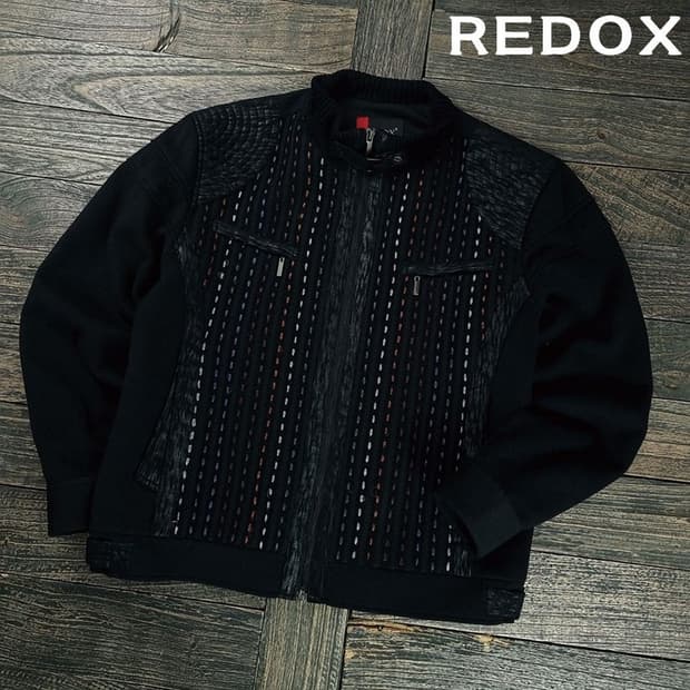 [레독스] 빈티지 패턴 니트 도킹 모직 자켓 블랙 M19107