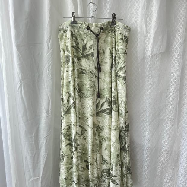 ✷ Green Floral Long Skirt