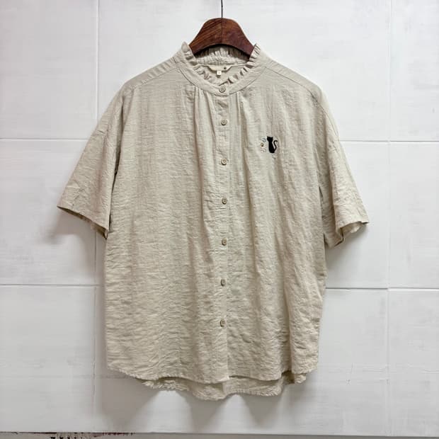 고양이 자수 모리 하구미 러블리 블라우스 JPN