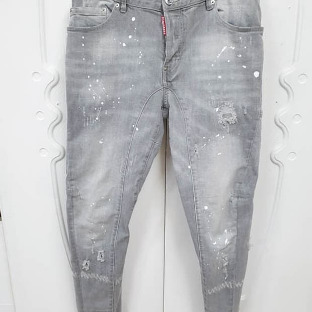 디스퀘어드 남성 그레이 페인트진 32