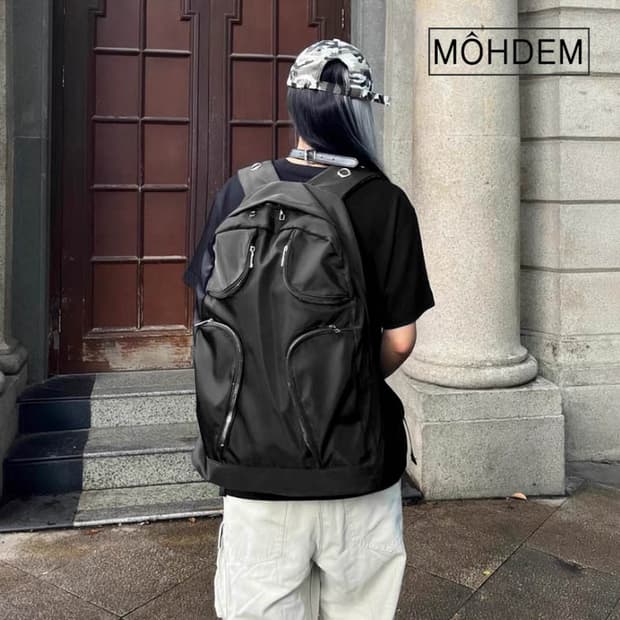 [Unisex] 크로스 지퍼 아일렛 백팩 대용량 배낭