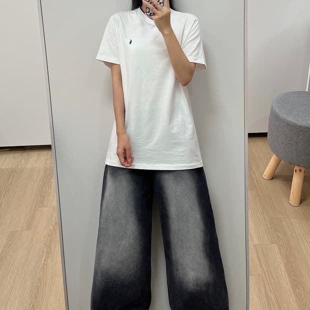 폴로 랄프로렌 네이비 포니 브이넥 화이트 반팔 티셔츠