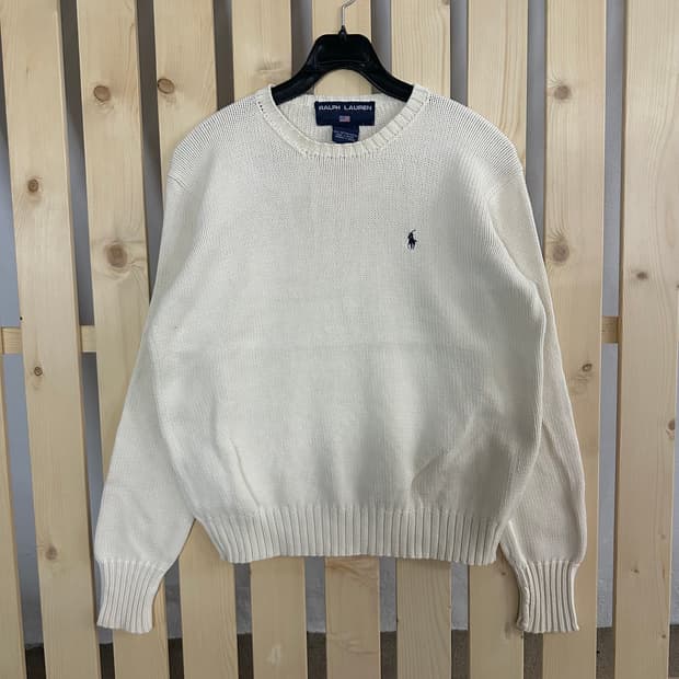 (S) 랄프로렌 아이보리 라운드 니트