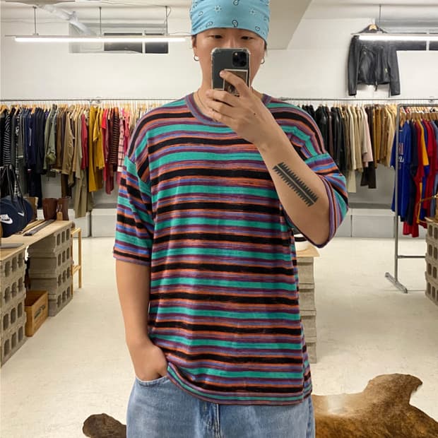 BEAMS half knit t-shiets 빔즈 니트 반팔