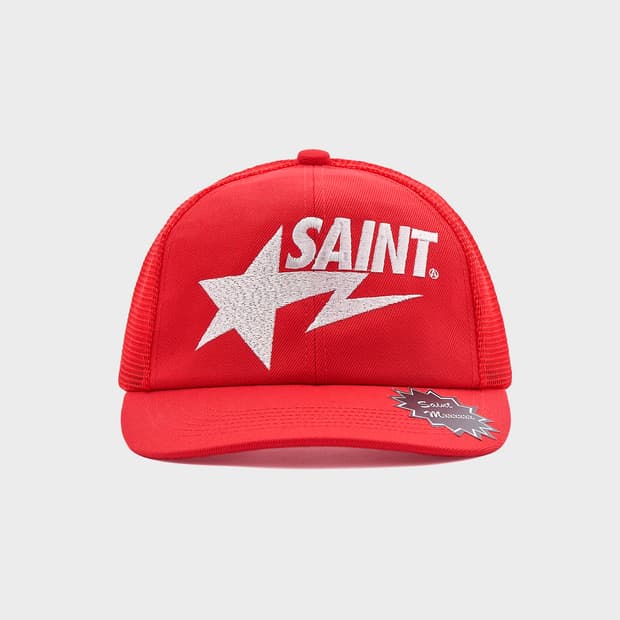 [새상품/F] 세인트미카엘 x 베이프 메쉬캡 레드