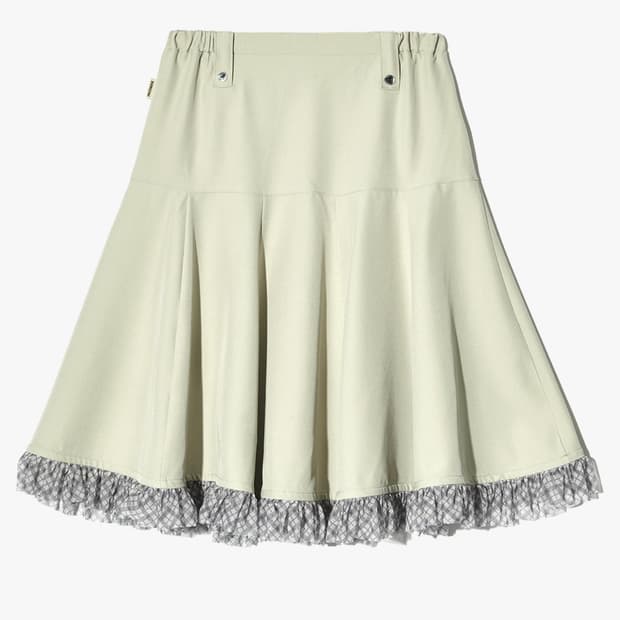 피스메이커 요크 프릴 미디 스커트 올리브