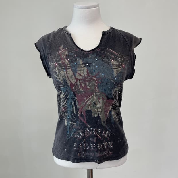 빈티지 Creative Apparel usa 슬리브리스 y2k