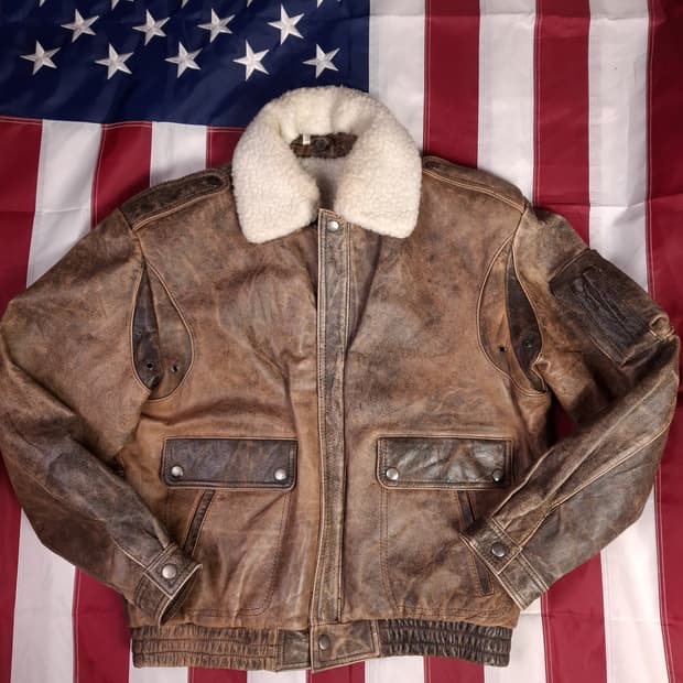 80's 국내산 일본수출용 리얼레더 밀리터리 항공자켓