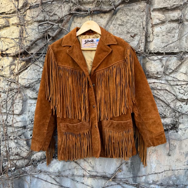 70s 쇼트 스웨이드 프린지 자켓 schott 웨스턴 가죽 자켓