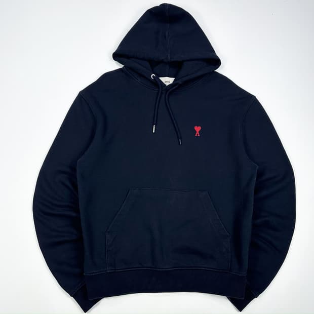 AMI 아미 스몰 하트로고 후드티 네이비 M