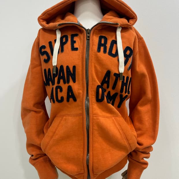 일본 빈티지 슈퍼드라이 오렌지 레터링 후드집업