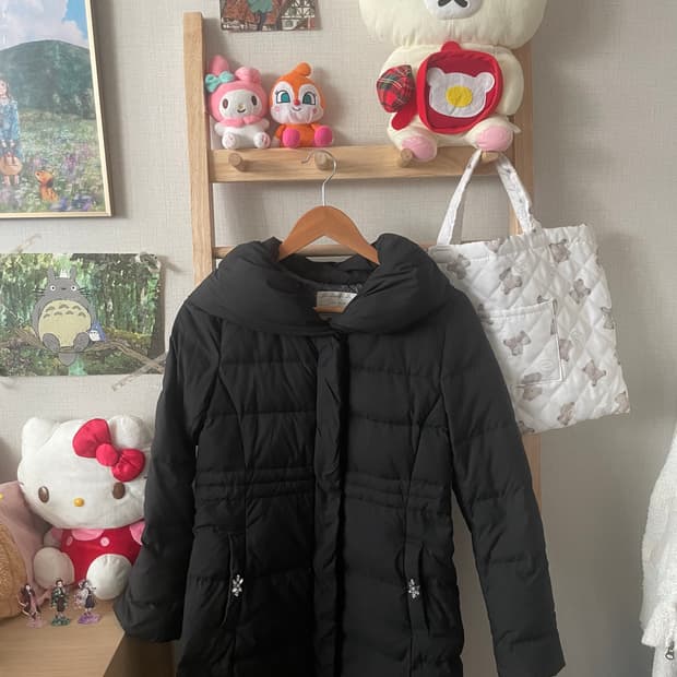 모리걸 빈티지 블랙 눈꽃 롱 패딩 🖤🤍