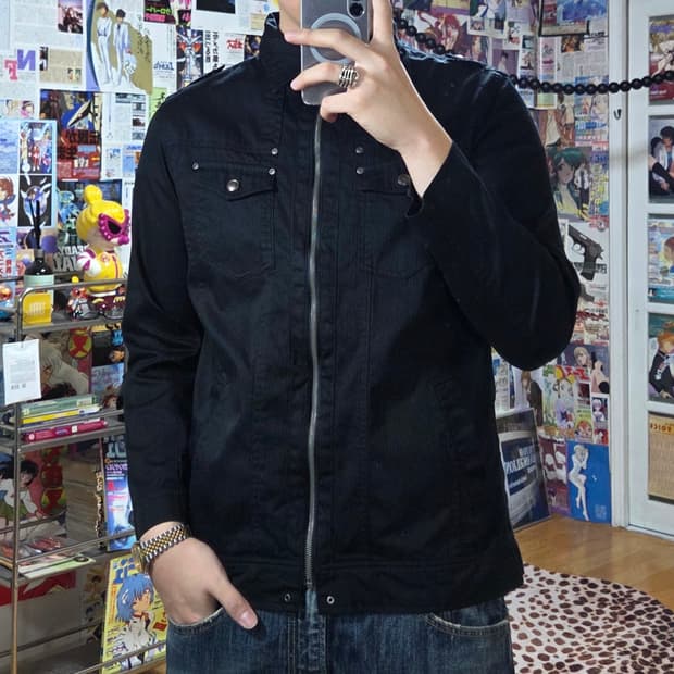 JPN 펑크 락시크 블랙 셔츠 자켓