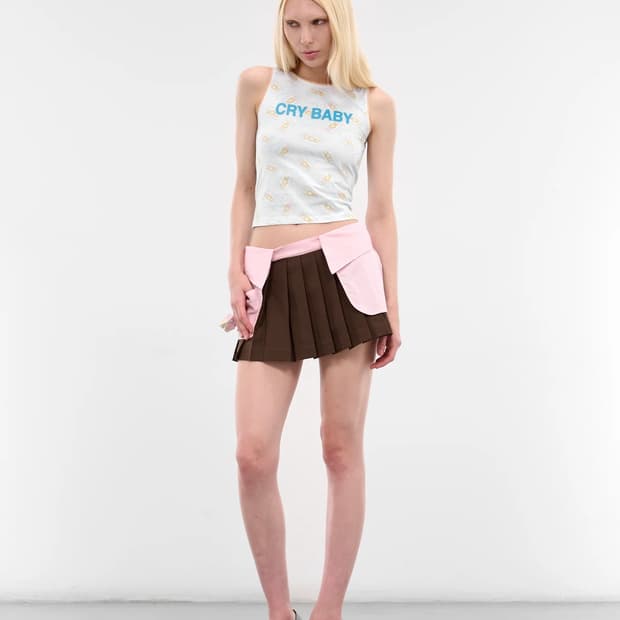 [S,M]애슐리 윌리엄스 25fw 레이어드 카라 스커트/핑크