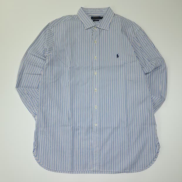 CL592 XL 폴로 코튼 슬림핏 스트라이프 블루 셔츠 남방