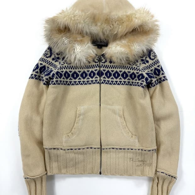 폴로 랄프로렌 여성 럄스 울 니트 퍼 후드집업 