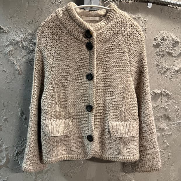 시스템 SYSTEM 헤링본 니트 자켓 베이지 FREE