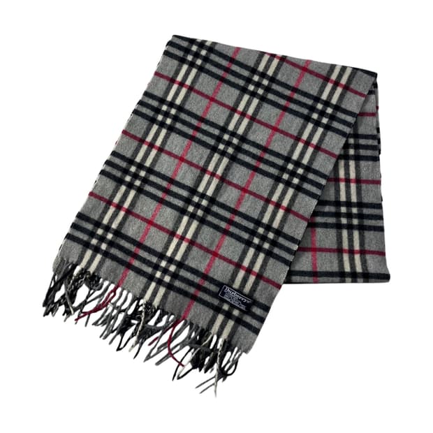 버버리 울 노바체크 그레이 머플러