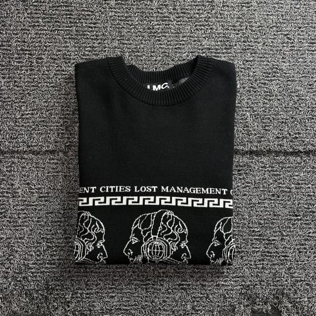 LMC 엘엠씨 그래픽 패턴 블랙 니트 3588