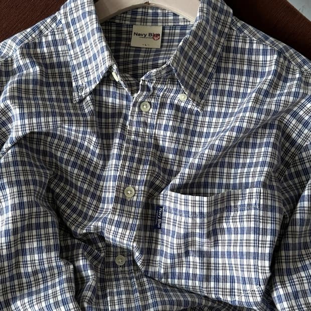 Natural cotton micro check shirt