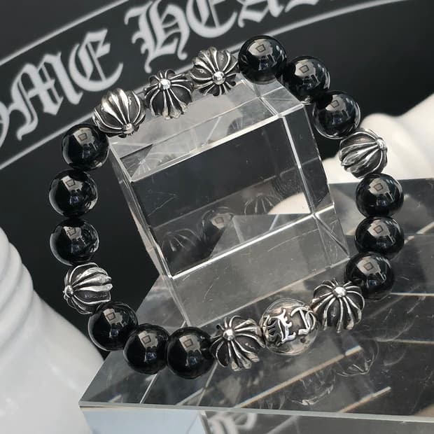 크롬하츠 블랙 비즈 10mm 팔찌(실버8P)