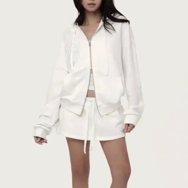 판매)클리시어 09넘버링 후드집업 화이트