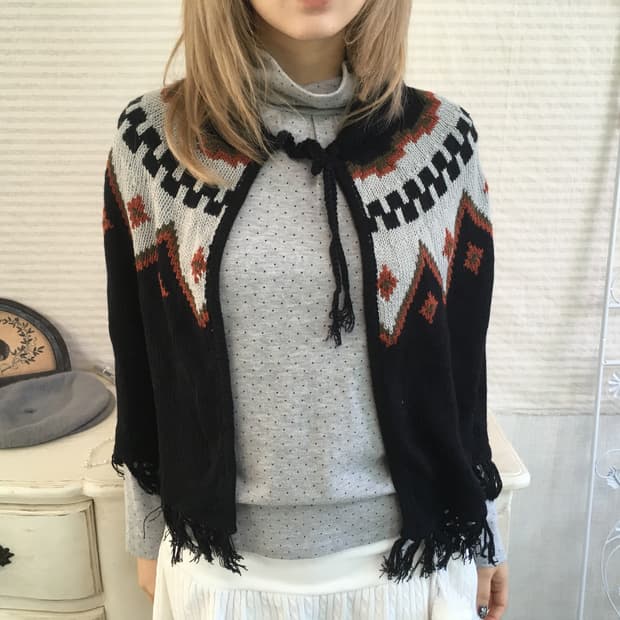 일본빈티지 보헤미언 케이프 가디건