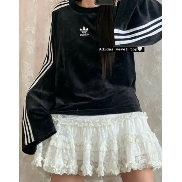 아디다스 삼띠 블랙 벨벳 롱슬리브