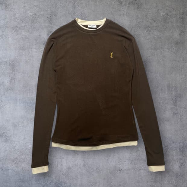 생로랑 Saint laurent 브라운 레이어드 긴팔 티셔츠