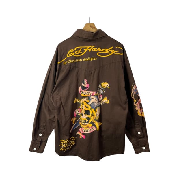 [Ed Hardy] 에드하디 스컬프린팅 투포켓 셔츠