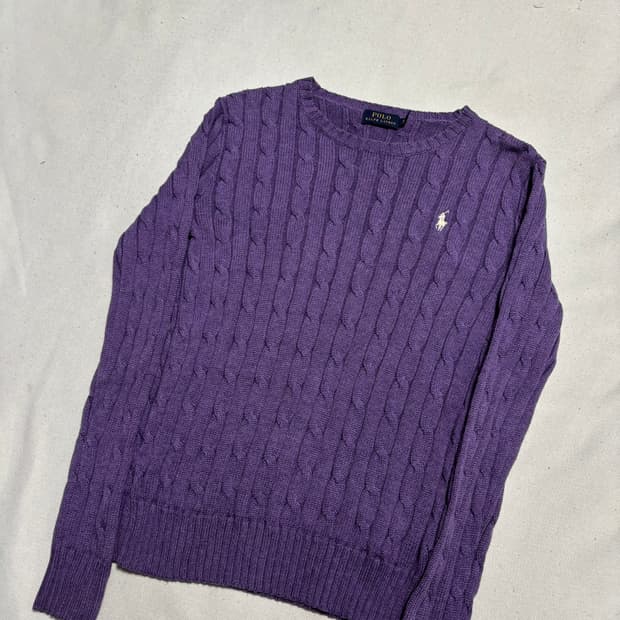 XS 폴로랄프로렌 화이트 포니 코튼 케이블 니트