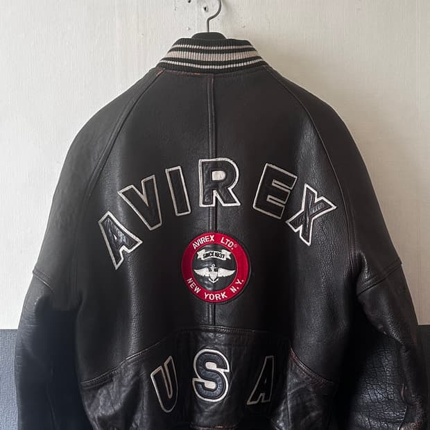 90s 아비렉스 레더 바시티 자켓