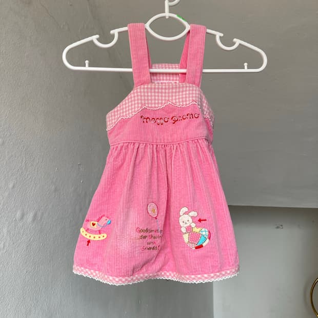 *KIDS* 핑크 골지 자수 원피스