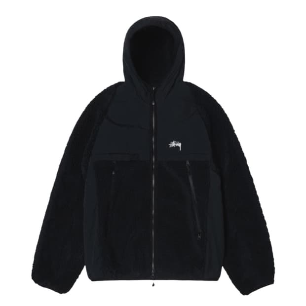 스투시 쉐르파 패널드 후드 자켓 블랙 M 사이즈