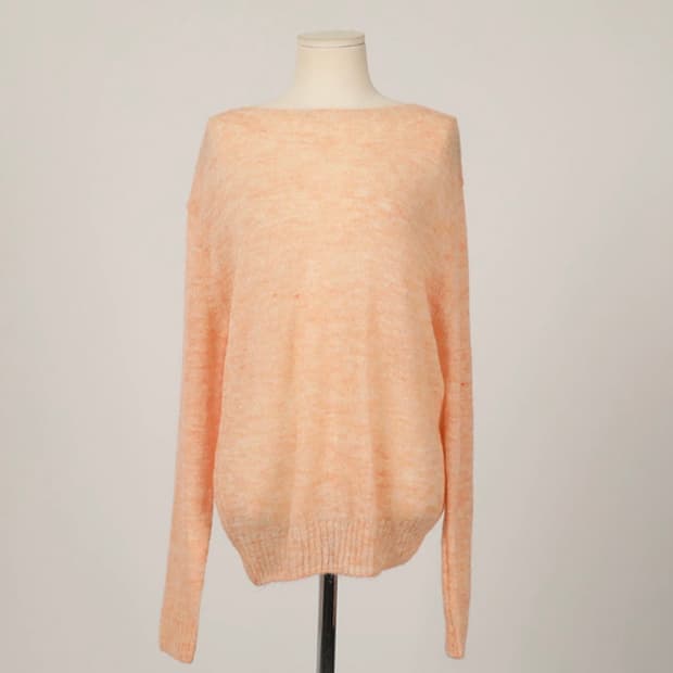 피치 오렌지 보카시 보트넥 울 니트