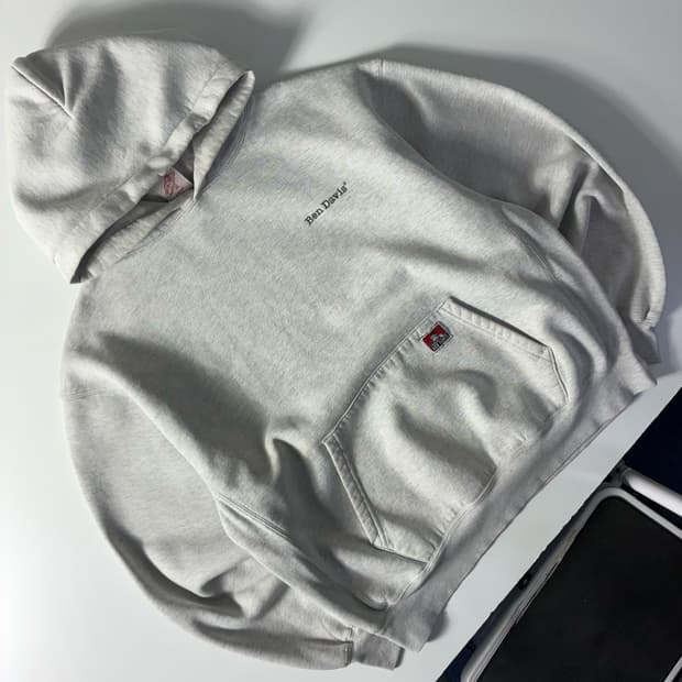 Ben davis  벤 데이비스 자수 코튼 그레이 후드티 