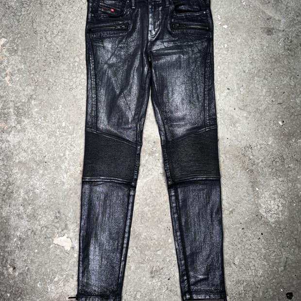 DIESEL - Biker Coated Skinny Jeans