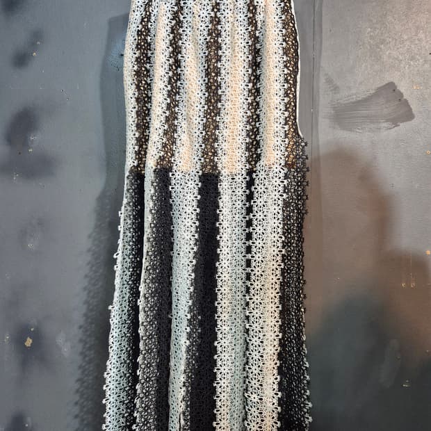 블랙&화이트 레이스 롱 스커트 55 66